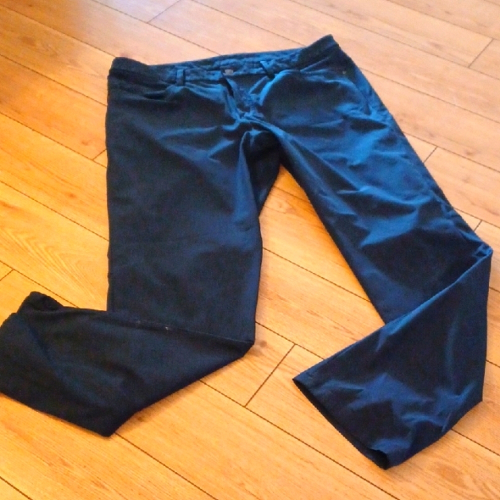 Pipeline Pants 38 W Men Casual Black Poly Cotton Blend Flat Front Zip Fly GUC